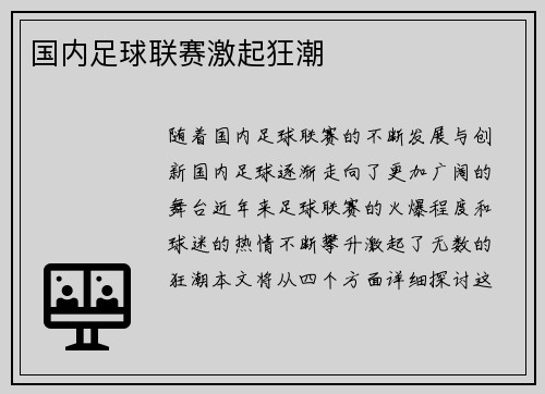 国内足球联赛激起狂潮